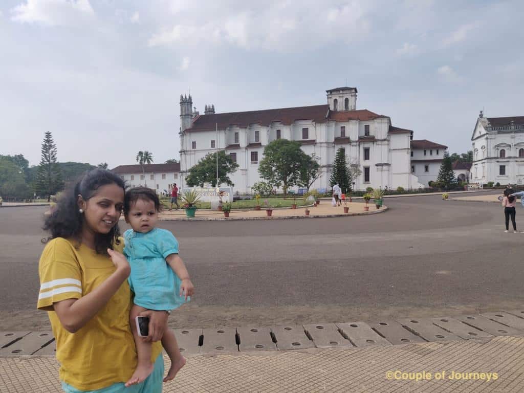 With daughter at Old Goa or Goa Velha