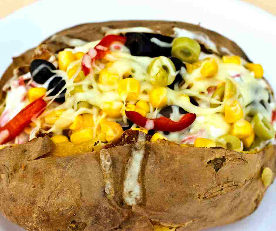 Kumpir - stuffed potatoes - an excellent vegetarian food item of Turkey