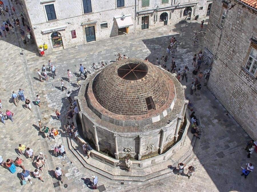 An aerial image of the Onofrio’s Fountain 