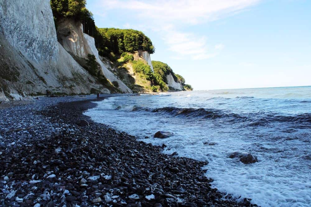 The dramatic white chalk cliffs and blue sea at Rügen Island in northern Germany, perfect for couples seeking adventurous and scenic honeymoon destinations in Germany