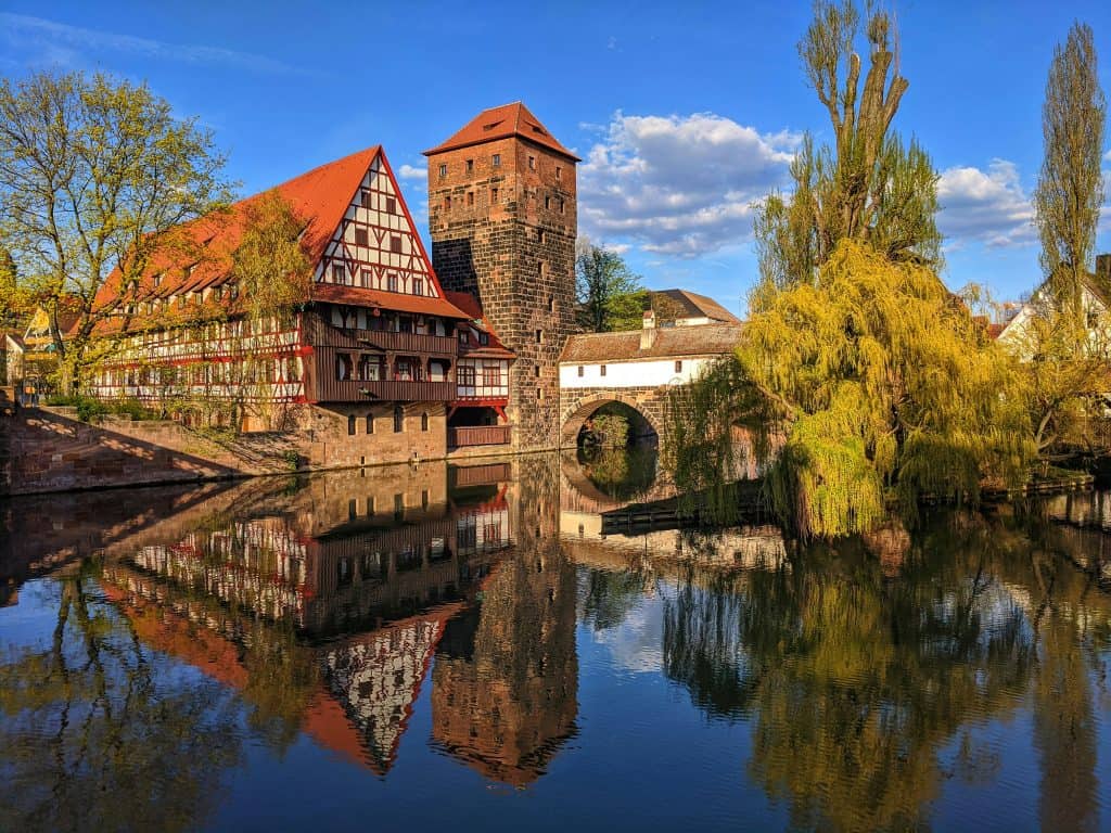Nuremberg Old Town, Bavaria, Germany – A panoramic view of Nuremberg’s old town in Bavaria, Germany, featuring medieval towers, historic churches, and bustling streets. The blend of medieval and modern architecture makes the city a fascinating destination. This picturesque city is a must-see for Bavaria Germany Travel.
